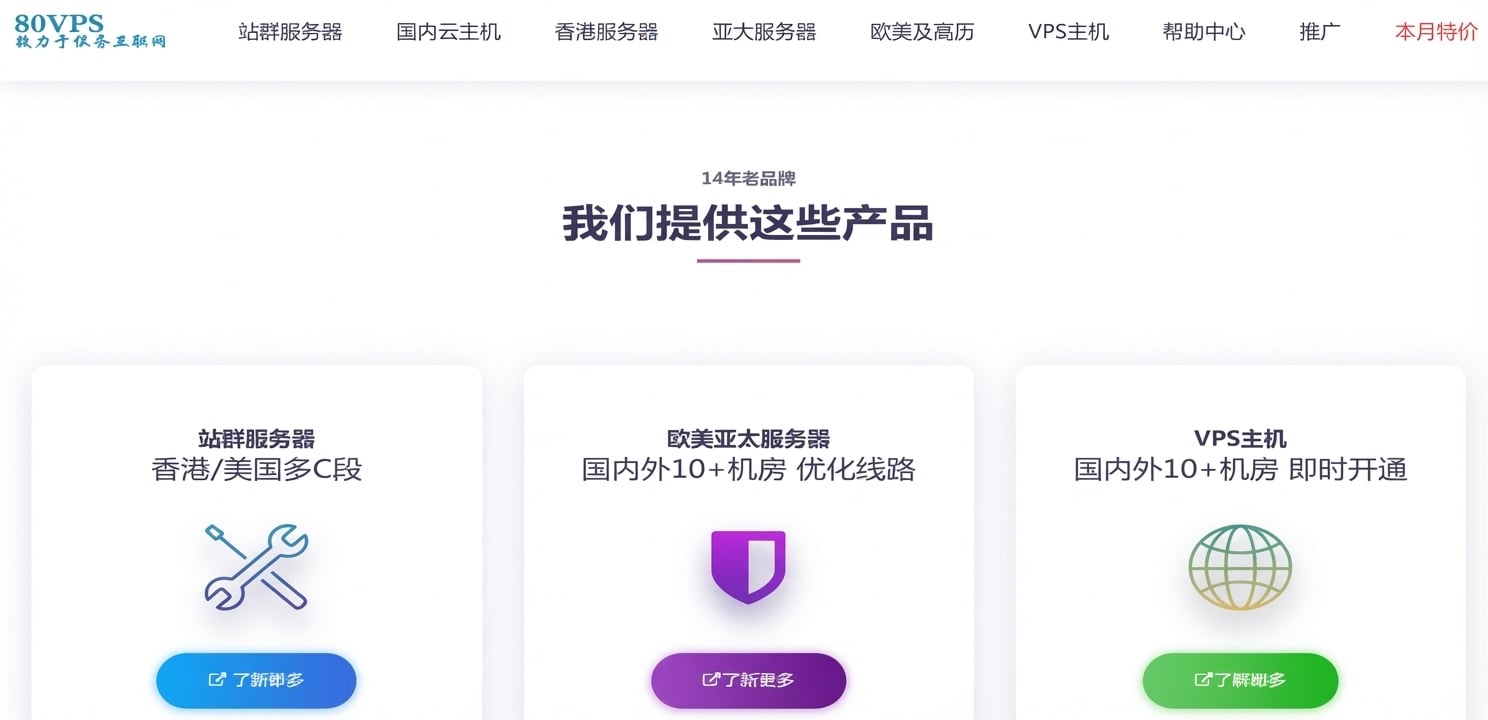 80VPS年终特惠：香港CN2服务器399元/月起，日本CN2独服550元/月，VPS年付199元起